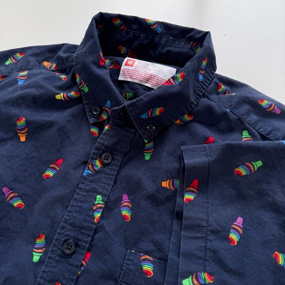 Target Rainbow Ice Cream Swirl Cone Take Pride Button Down Shirt Medium LGBTQ+